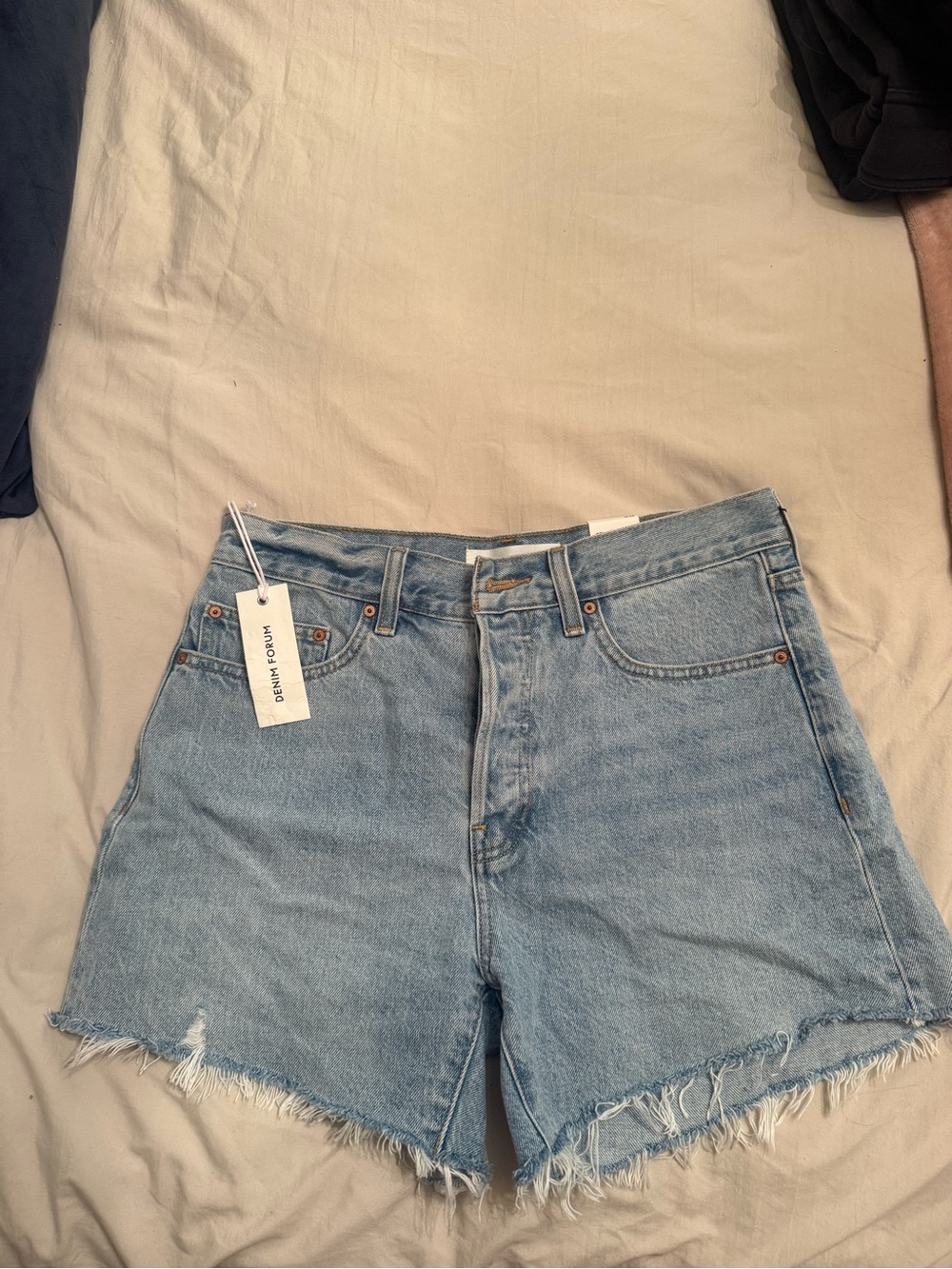 Denim Forum The Ex-Boyfriend Hi-Rise Straight Mid-Thigh Denim Short